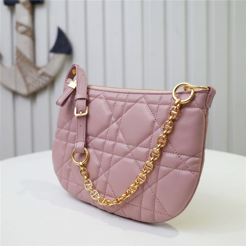 MINI Dior CARO TULIP BAG Quilted Macrocannage Calfskin Pink High