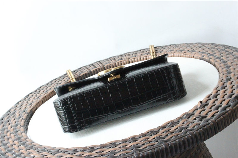 GG Marmont small shoulder bag Crocodile 443497 Black High