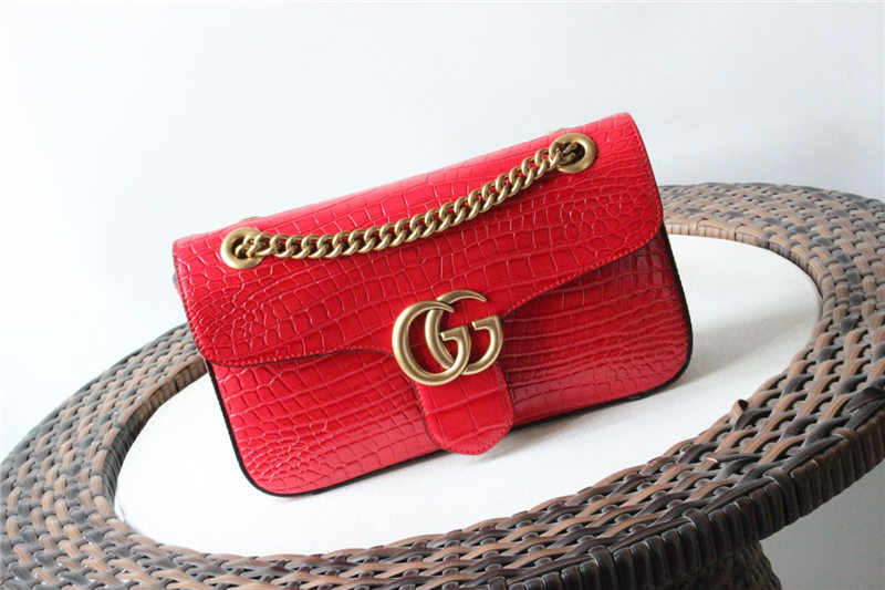 GG Marmont small shoulder bag Crocodile 443497 Red High