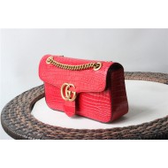 GG Marmont small shoulder bag Crocodile 443497 Red High