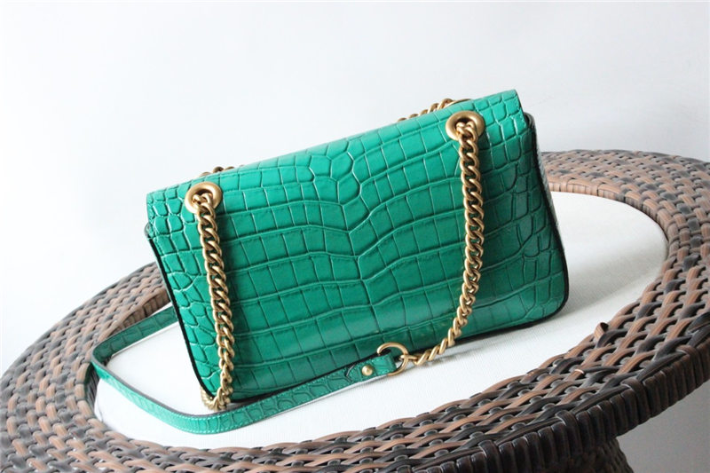 GG Marmont small shoulder bag Crocodile 443497 Green High