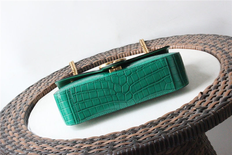 GG Marmont small shoulder bag Crocodile 443497 Green High