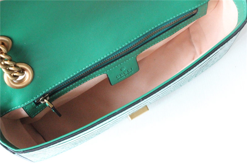 GG Marmont small shoulder bag Crocodile 443497 Green High