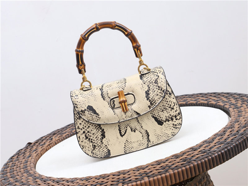 Gucci Bamboo 1947 small top handle bag python 675797 Beige High