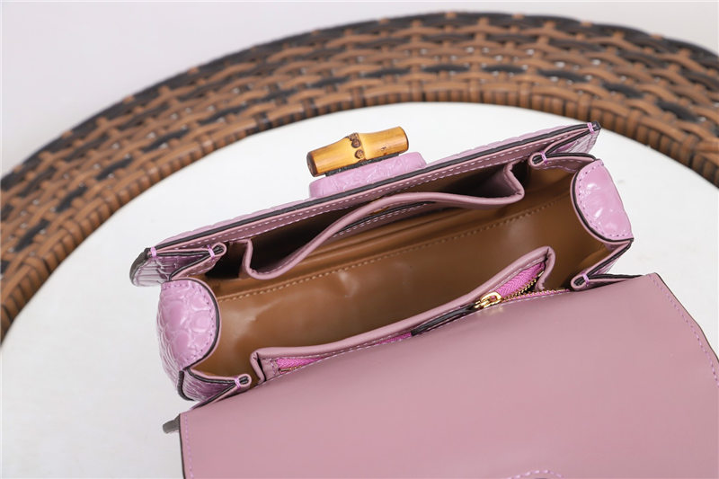 Gucci Bamboo 1947 small top handle bag Crocodile 675797 Pink High