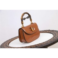 Gucci Bamboo 1947 small top handle bag Crocodile 675797 Brown High