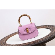 Gucci Bamboo 1947 mini top handle bag Crocodile 686864 Pink High