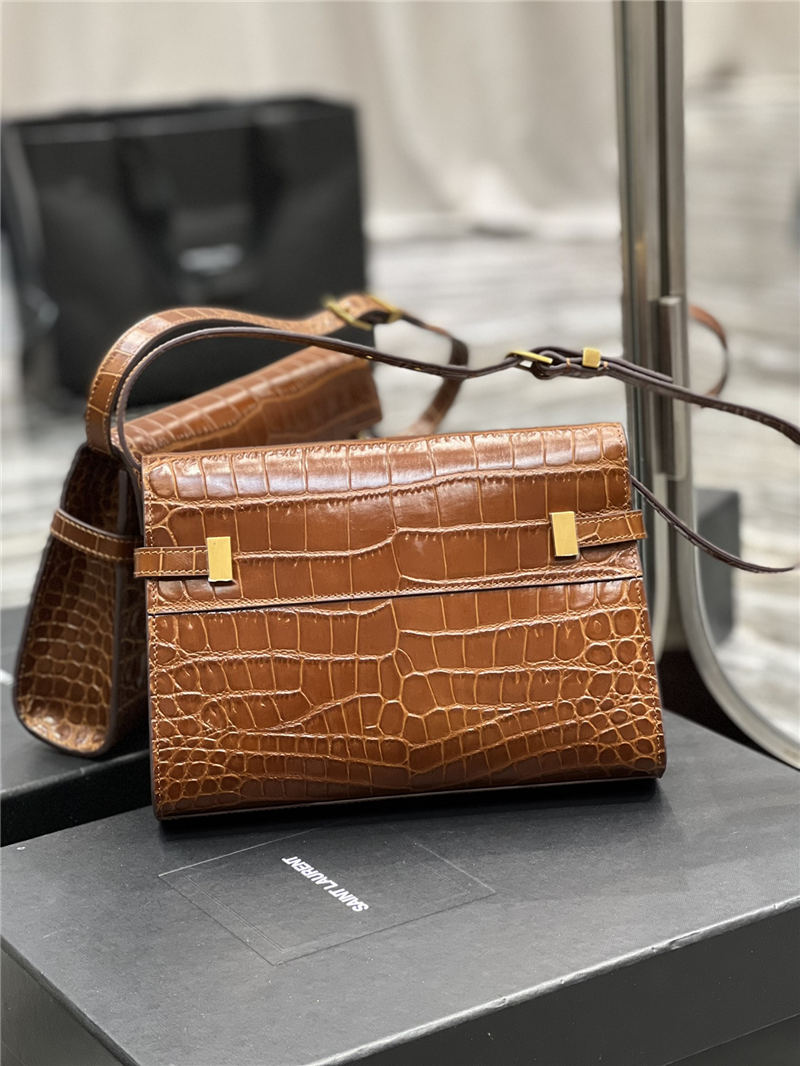 MANHATTAN SMALL SHOULDER BAG IN CROCODILE-EMBOSSED LEATHER High