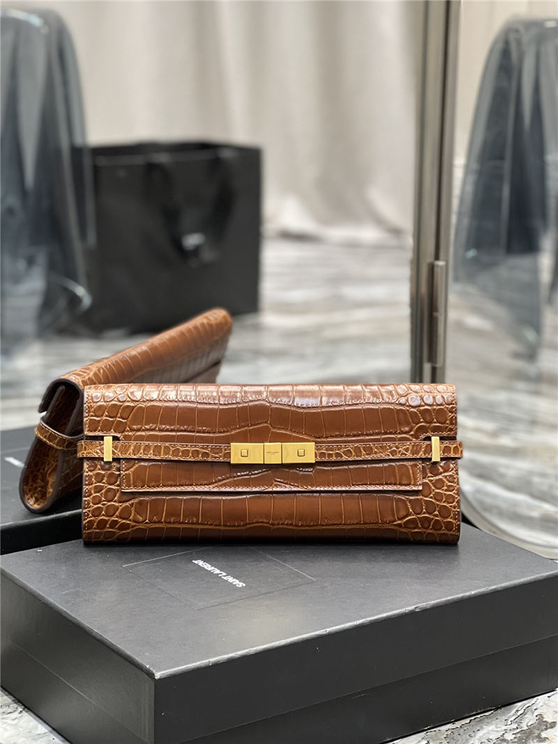 MANHATTAN CLUTCH IN CROCODILE-EMBOSSED LEATHER High