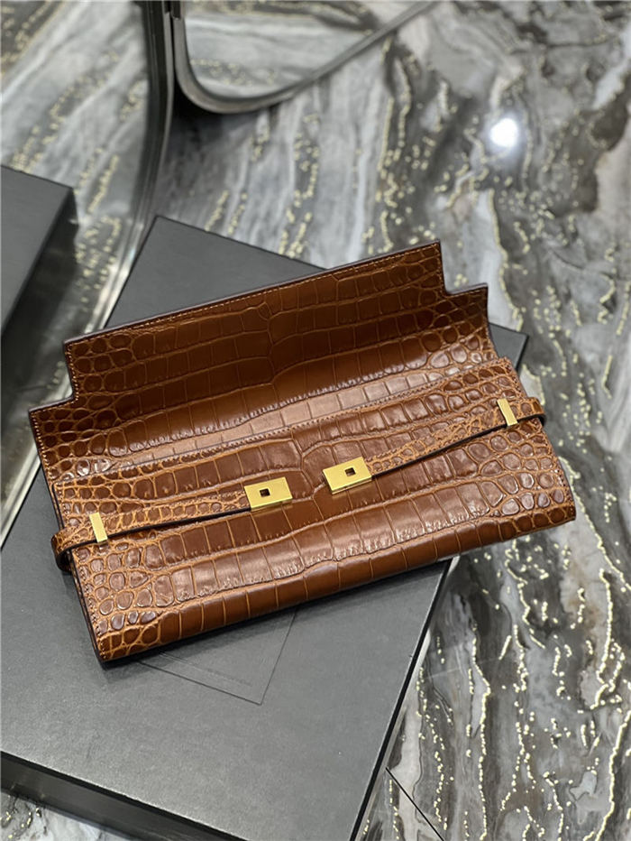 MANHATTAN CLUTCH IN CROCODILE-EMBOSSED LEATHER High