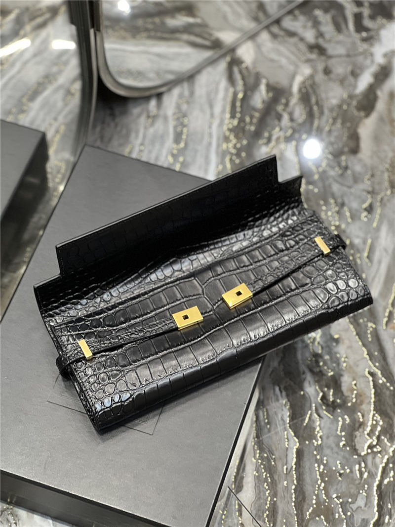 MANHATTAN CLUTCH IN CROCODILE-EMBOSSED LEATHER High