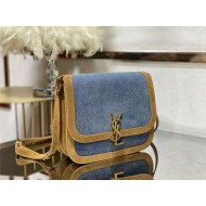 SOLFERINO MEDIUM SATCHEL IN SUEDE AND DENIM High