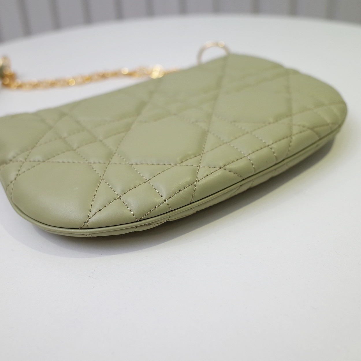 MINI Dior CARO TULIP BAG Quilted Macrocannage Calfskin Green High