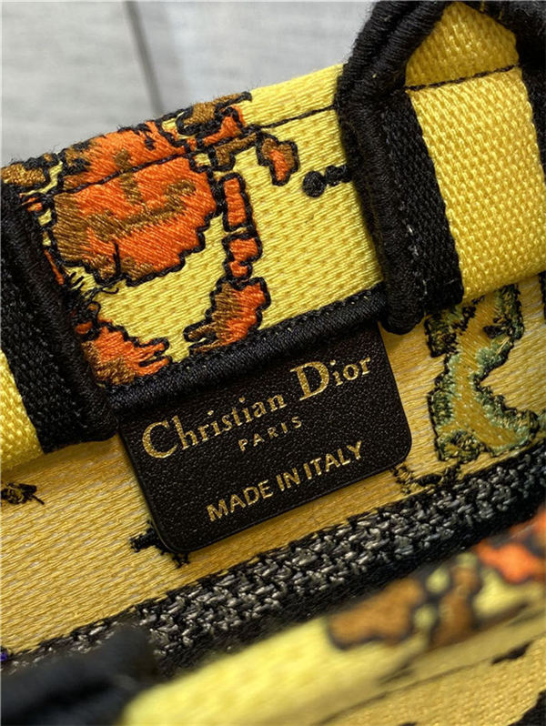 MINI Dior BOOK TOTE PHONE BAG Multicolor Dior Pixel Zodiac Embroidery Yellow High