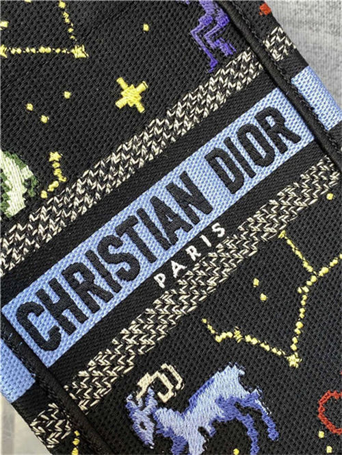 MINI Dior BOOK TOTE PHONE BAG Multicolor Dior Pixel Zodiac Embroidery Black High