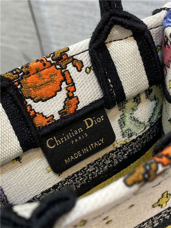 MINI Dior BOOK TOTE PHONE BAG Multicolor Dior Pixel Zodiac Embroidery High