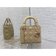 MINI LADY Dior BAG Grained Cannage Calfskin Natural Gold-Metal High