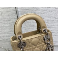 MINI LADY Dior BAG Grained Cannage Calfskin Natural Silver-Metal High