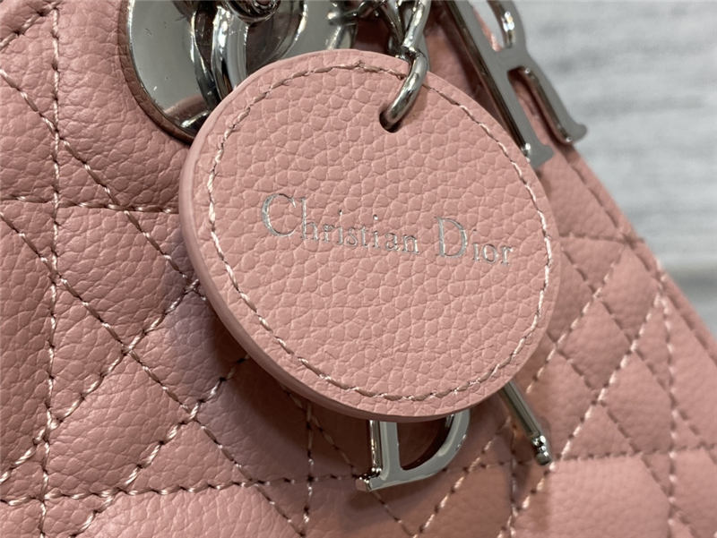 MINI LADY Dior BAG Grained Cannage Calfskin Pink Silver-Metal High