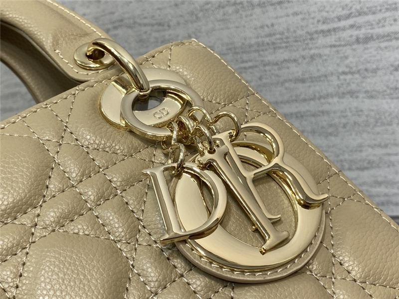 SMALL LADY Dior BAG Grained Cannage Calfskin Natural Gold-Metal High