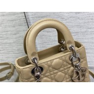 SMALL LADY Dior BAG Grained Cannage Calfskin Natural Silver-Metal High