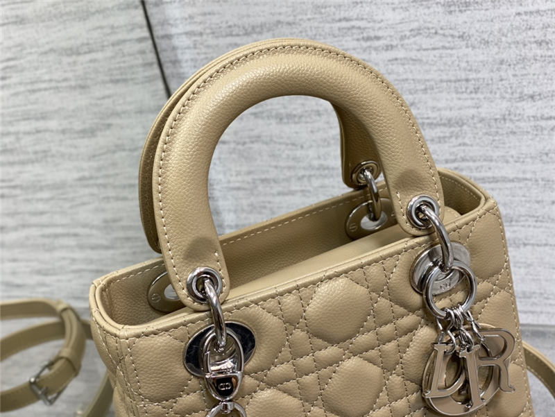 SMALL LADY Dior BAG Grained Cannage Calfskin Natural Silver-Metal High