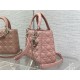 MEDIUM LADY Dior BAG Grained Cannage Calfskin Pink Silver-Metal High