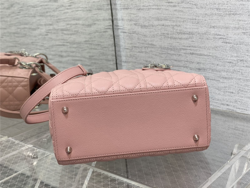 MEDIUM LADY Dior BAG Grained Cannage Calfskin Pink Silver-Metal High