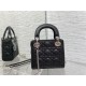 MINI LADY Dior BAG Grained Cannage Calfskin Black Silver-Metal High