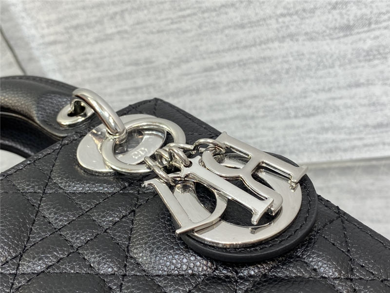 MINI LADY Dior BAG Grained Cannage Calfskin Black Silver-Metal High