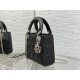 MINI LADY Dior BAG Grained Cannage Calfskin Black Silver-Metal High