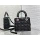 SMALL LADY Dior BAG Grained Cannage Calfskin Black Silver-Metal High