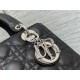 MEDIUM LADY Dior BAG Grained Cannage Calfskin Black Silver-Metal High