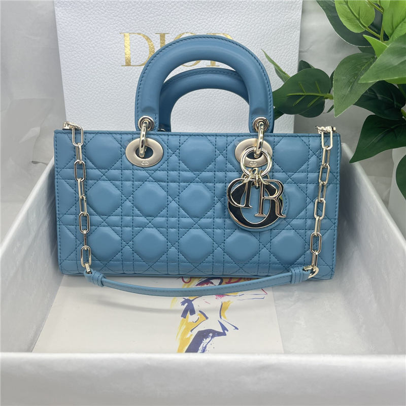 LADY D-JOY BAG MEDIUM Cannage Lambskin Blue High