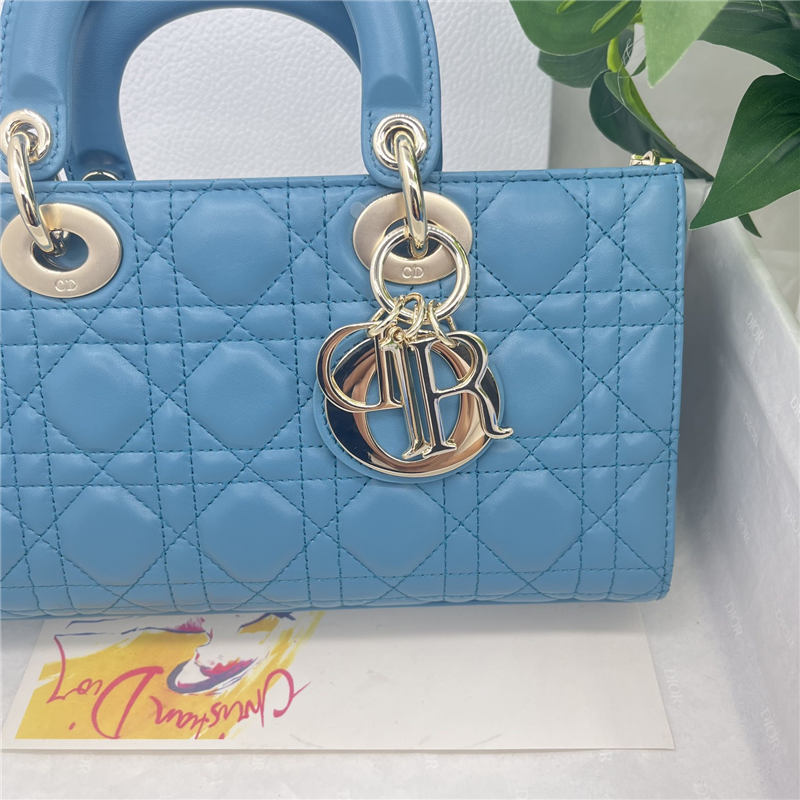 LADY D-JOY BAG MEDIUM Cannage Lambskin Blue High