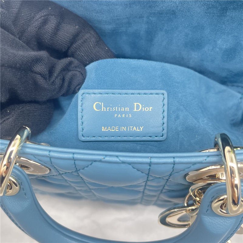 LADY D-JOY BAG MEDIUM Cannage Lambskin Blue High