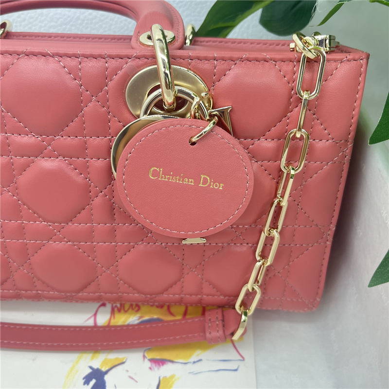 LADY D-JOY BAG MEDIUM Cannage Lambskin Pink High