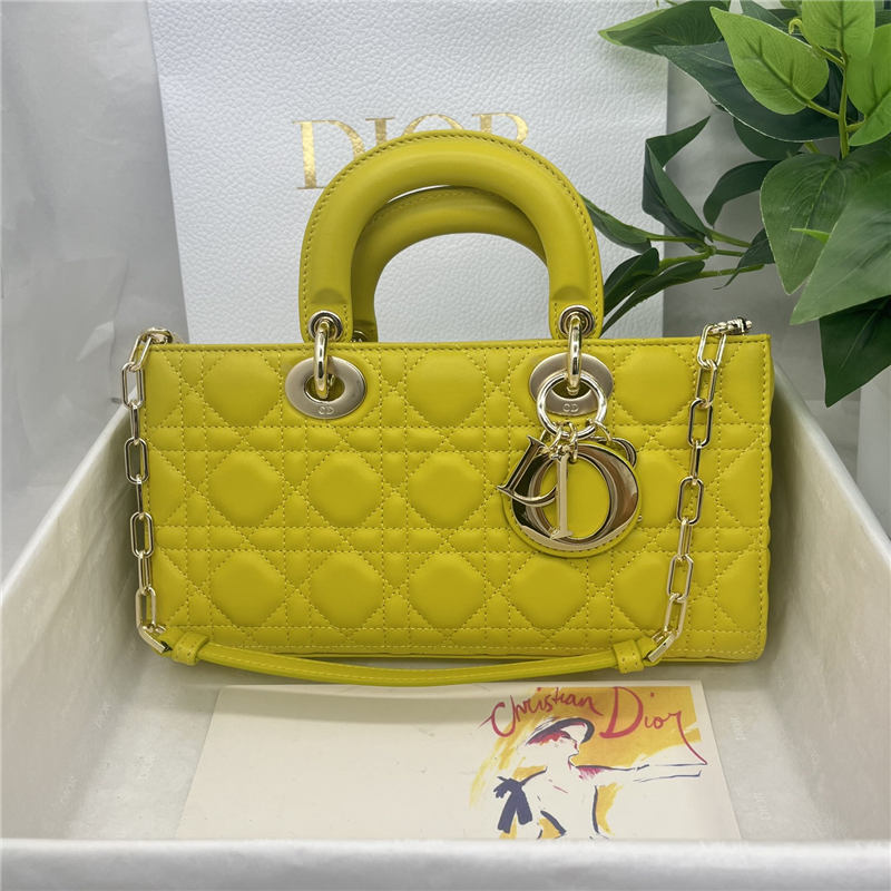 LADY D-JOY BAG MEDIUM Cannage Lambskin Yellow High