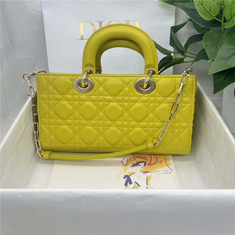 LADY D-JOY BAG MEDIUM Cannage Lambskin Yellow High