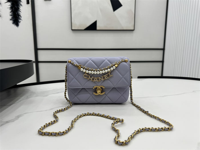 Chanel Mini Flap Bag AS4986 Shiny Lambskin, Imitation Pearls & Gold Metal A