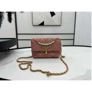 Chanel Mini Flap Bag AS4986 Shiny Lambskin, Imitation Pearls & Gold Metal A