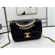 Chanel Mini Flap Bag AS4986 Shiny Lambskin, Imitation Pearls & Gold Metal A