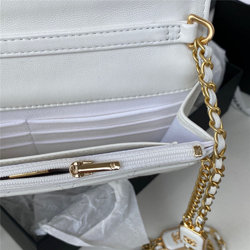 WALLET ON CHAIN Lambskin & Gold-Tone Metal AP2923 White A