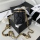 SMALL VANITY WITH CHAIN AP2931 Lambskin & Gold-Tone Metal Black A