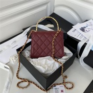 CLUTCH WITH CHAIN Lambskin, Enamel & Gold-Tone Metal AP2945 Burgundy A