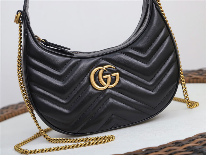 GG Marmont half-moon-shaped mini bag Black 699514 High