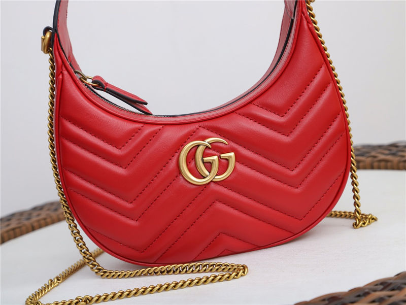 GG Marmont half-moon-shaped mini bag Red 699514 High