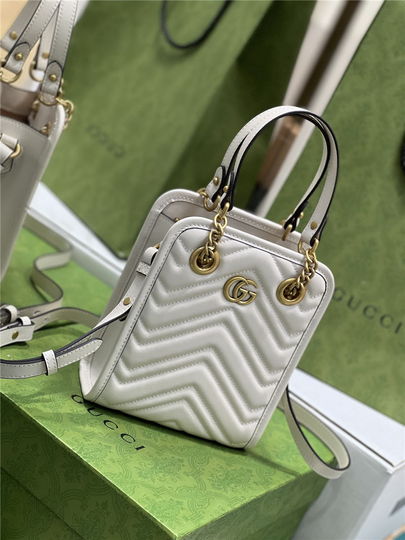 GG Marmont matelassé mini bag 696123 White High