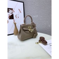 Hermes Kelly Mini Retourne Bag Clemence Leather Etoupe High