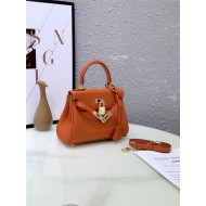 Hermes Kelly Mini Retourne Bag Clemence Leather Orange High